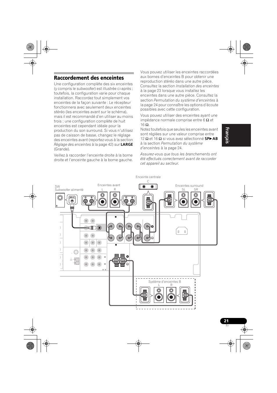 Raccordement des enceintes | Pioneer VSX-819H-S User Manual | Page 91 / 212