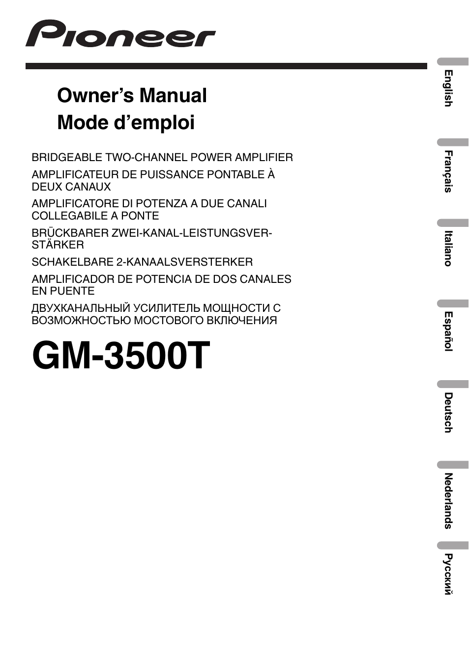 Pioneer GM-3500T User Manual | 84 pages