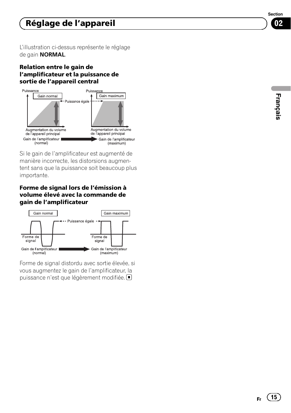 02 réglage de l ’appareil | Pioneer GM-3500T User Manual | Page 15 / 84