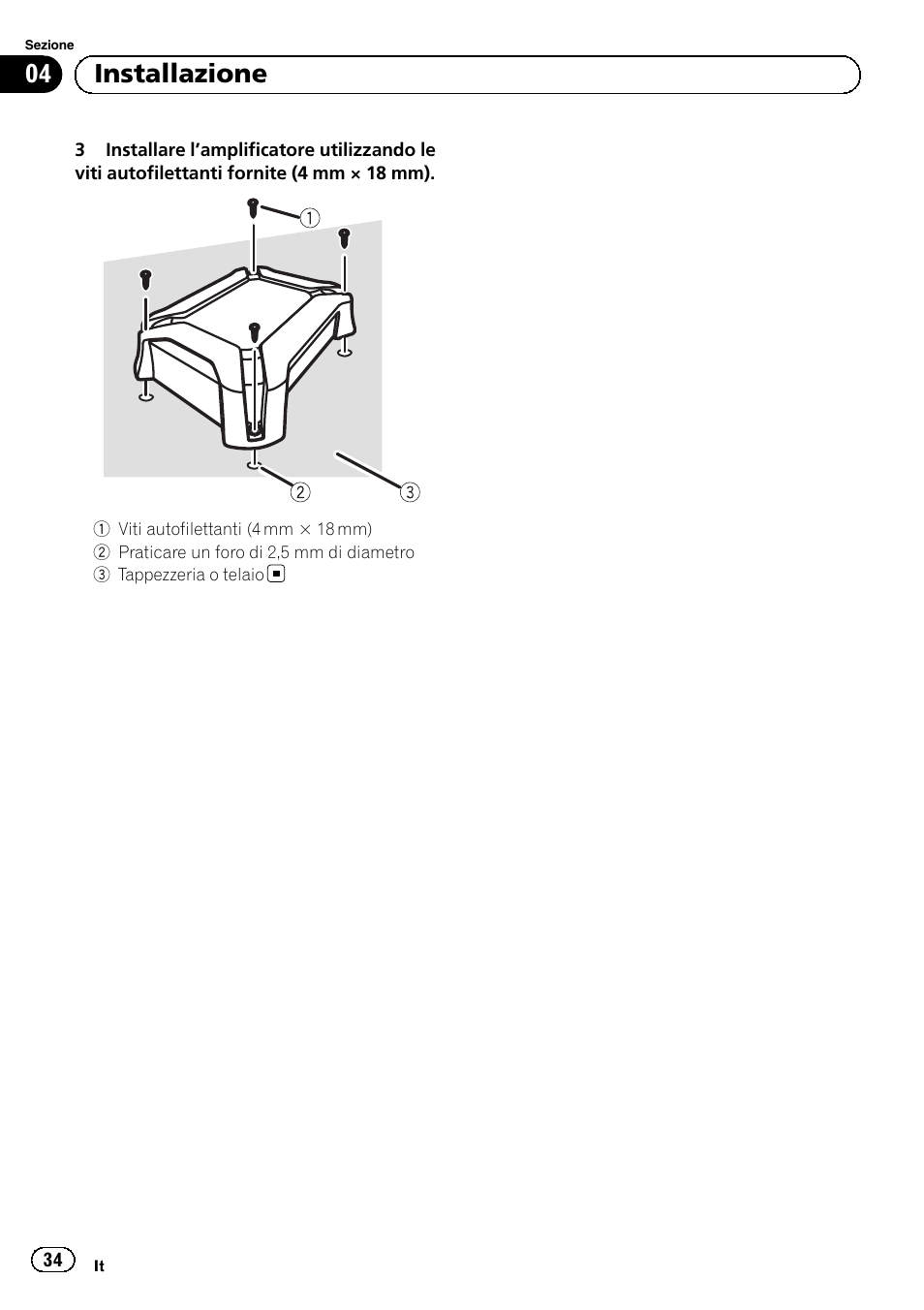 04 installazione | Pioneer GM-3500T User Manual | Page 34 / 84