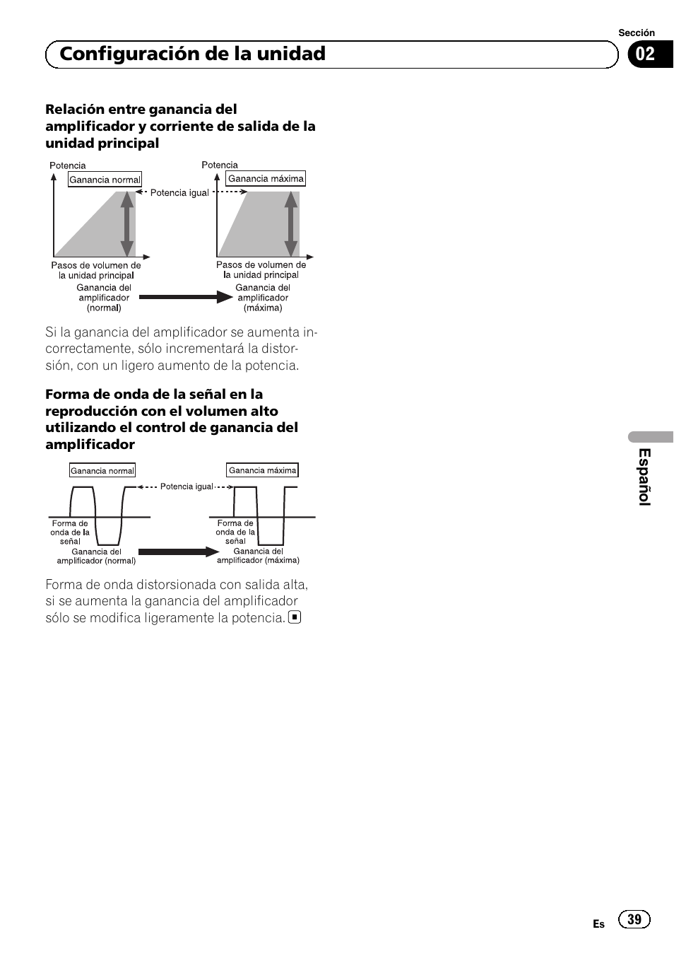 02 configuración de la unidad | Pioneer GM-3500T User Manual | Page 39 / 84