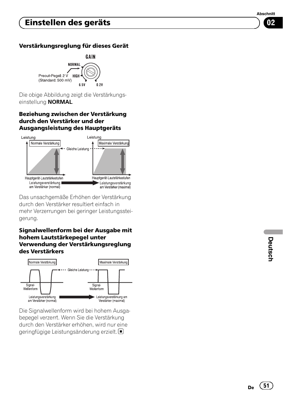 02 einstellen des geräts | Pioneer GM-3500T User Manual | Page 51 / 84