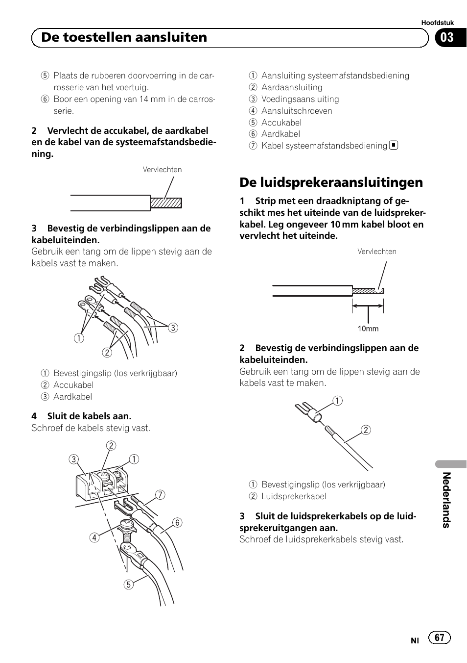 De luidsprekeraansluitingen, 03 de toestellen aansluiten | Pioneer GM-3500T User Manual | Page 67 / 84