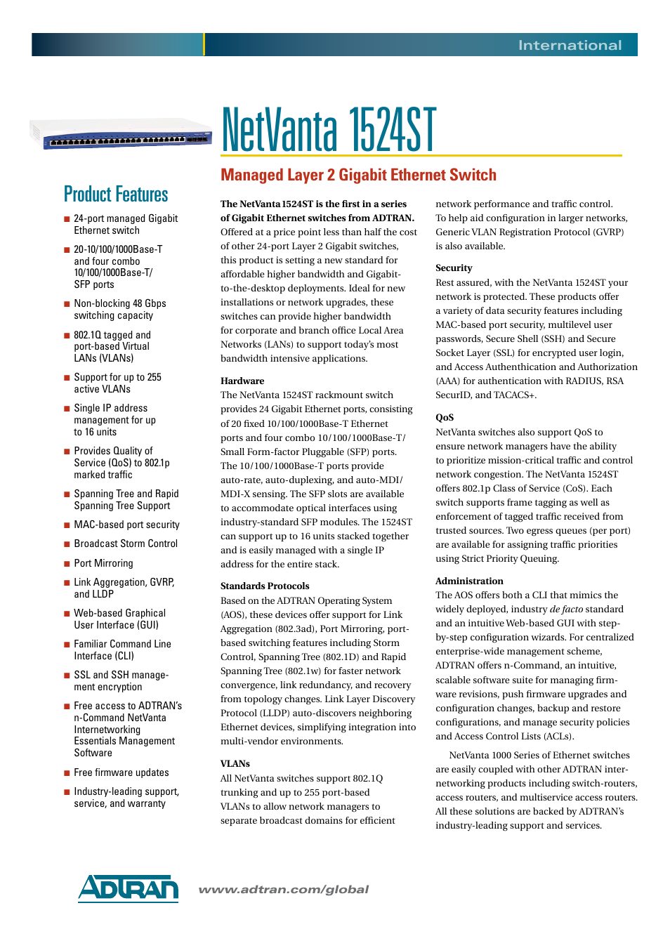 ADTRAN NetVanta 1524ST User Manual | 2 pages