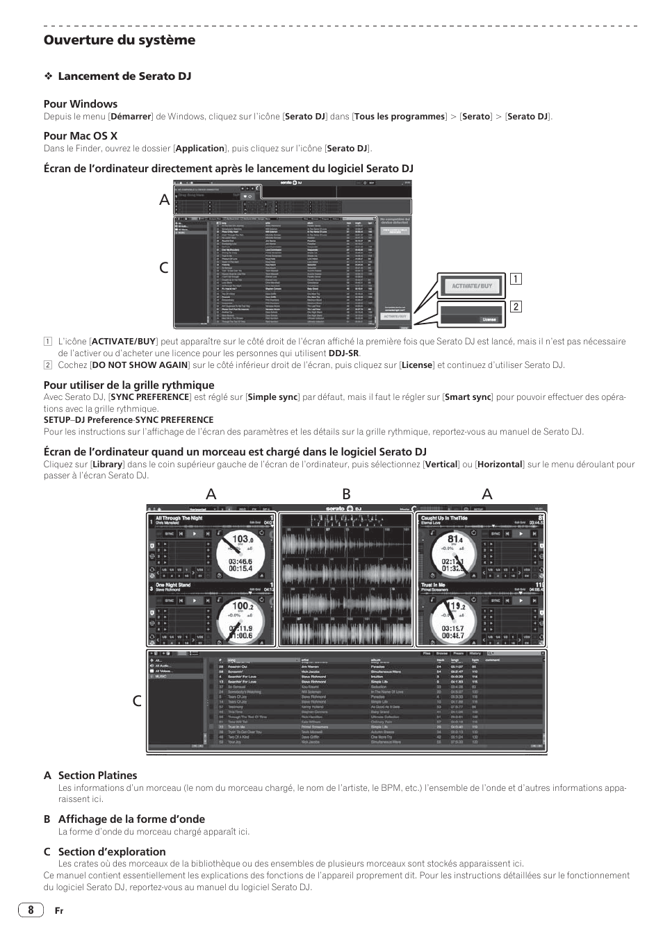 Ac b, Ouverture du système | Pioneer DDJ-SR User Manual | Page 24 / 68