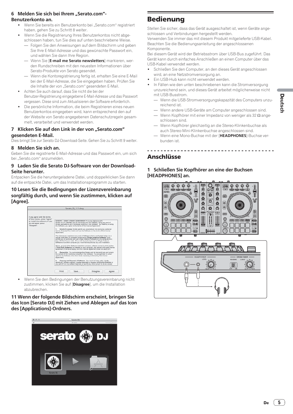Bedienung, Anschlüsse | Pioneer DDJ-SR User Manual | Page 35 / 68
