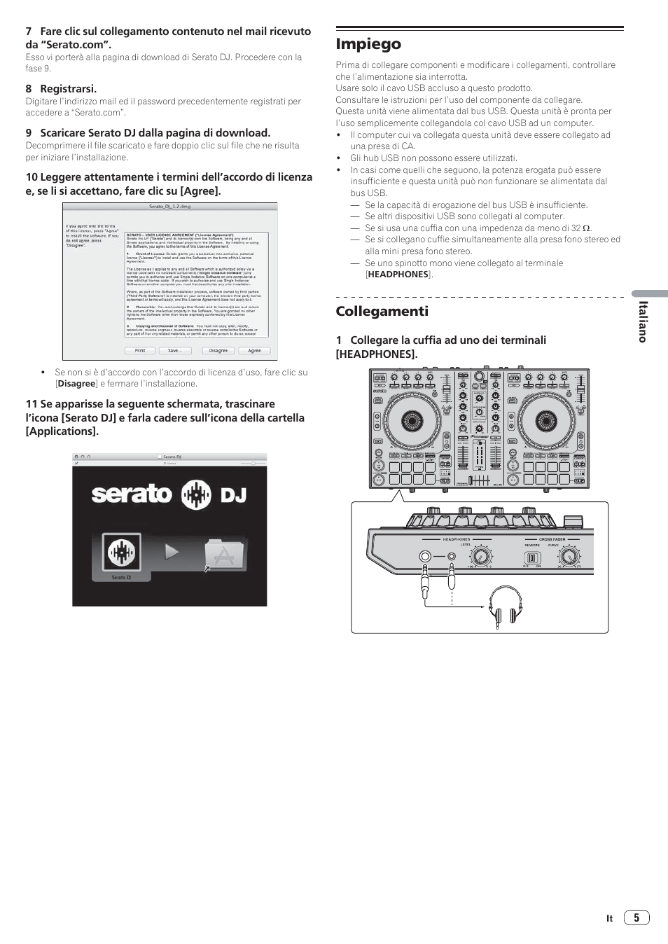 Impiego, Collegamenti | Pioneer DDJ-SR User Manual | Page 47 / 68