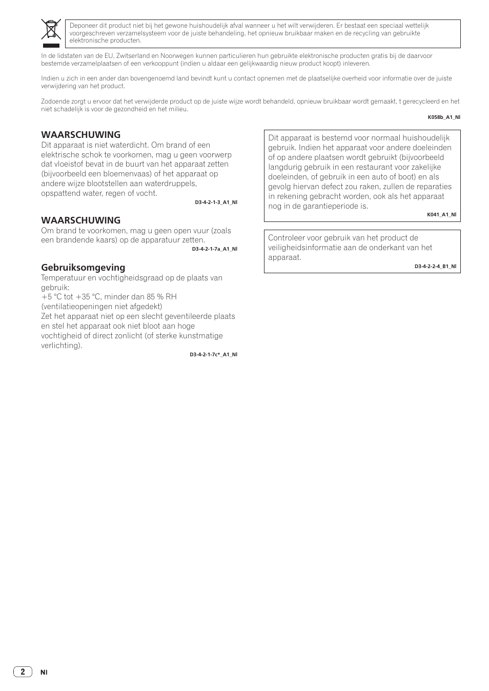 Dj controller, Lees dit voor gebruik (belangrijk)/snelstartgids, Waarschuwing | Gebruiksomgeving | Pioneer DDJ-SR User Manual | Page 56 / 68