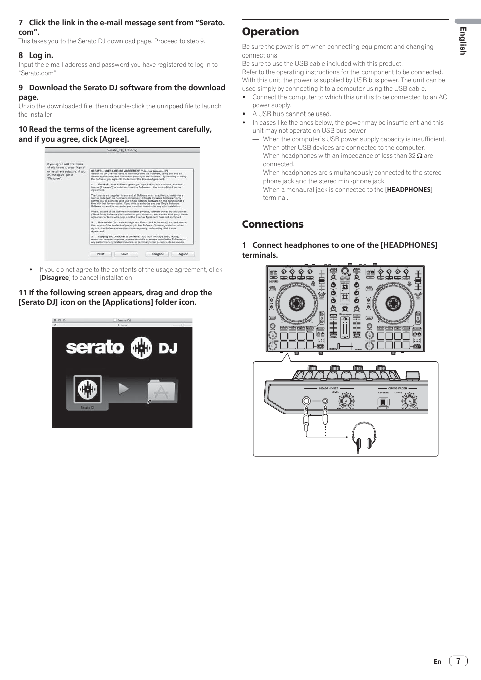 Operation, Connections | Pioneer DDJ-SR User Manual | Page 7 / 68