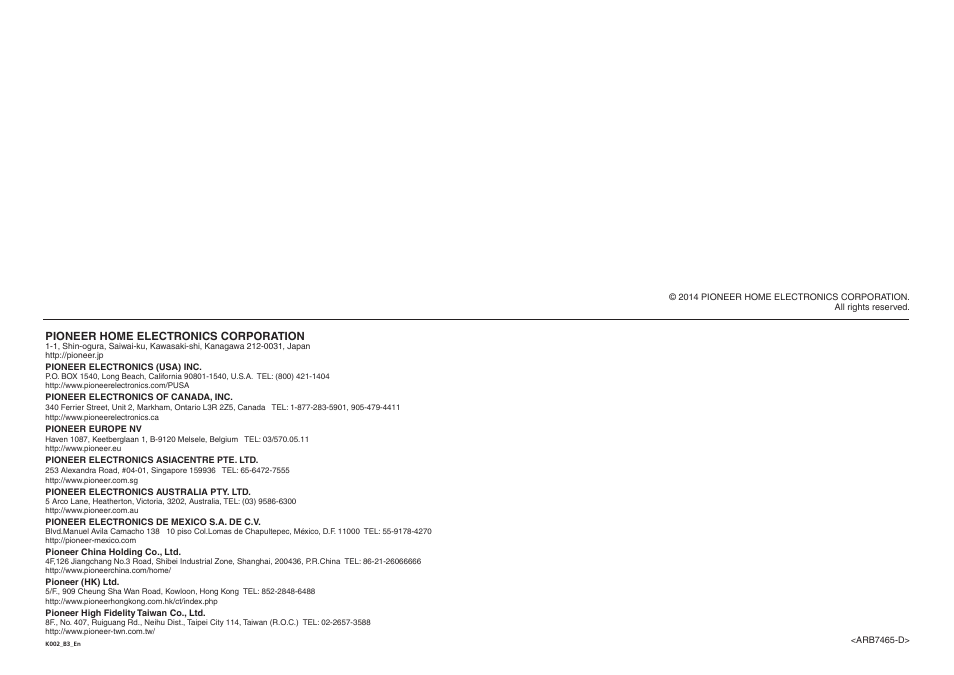 Pioneer N-50-K User Manual | Page 21 / 21