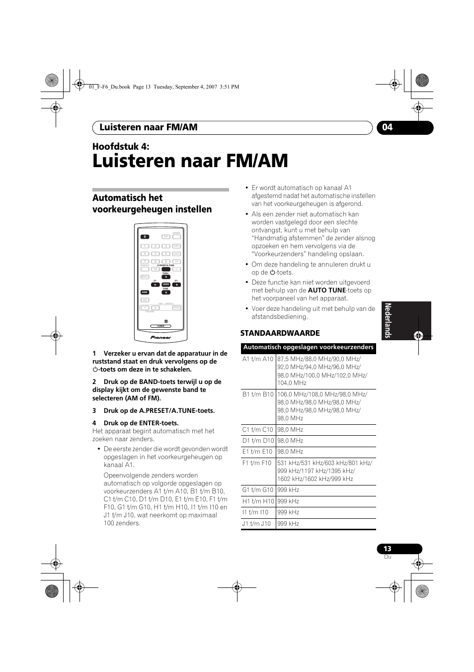 04 luisteren naar fm/am, Automatisch het voorkeurgeheugen instellen, Luisteren naar fm/am | Luisteren naar fm/am 04, Hoofdstuk 4, Standaardwaarde | Pioneer F-F6-J User Manual | Page 103 / 182