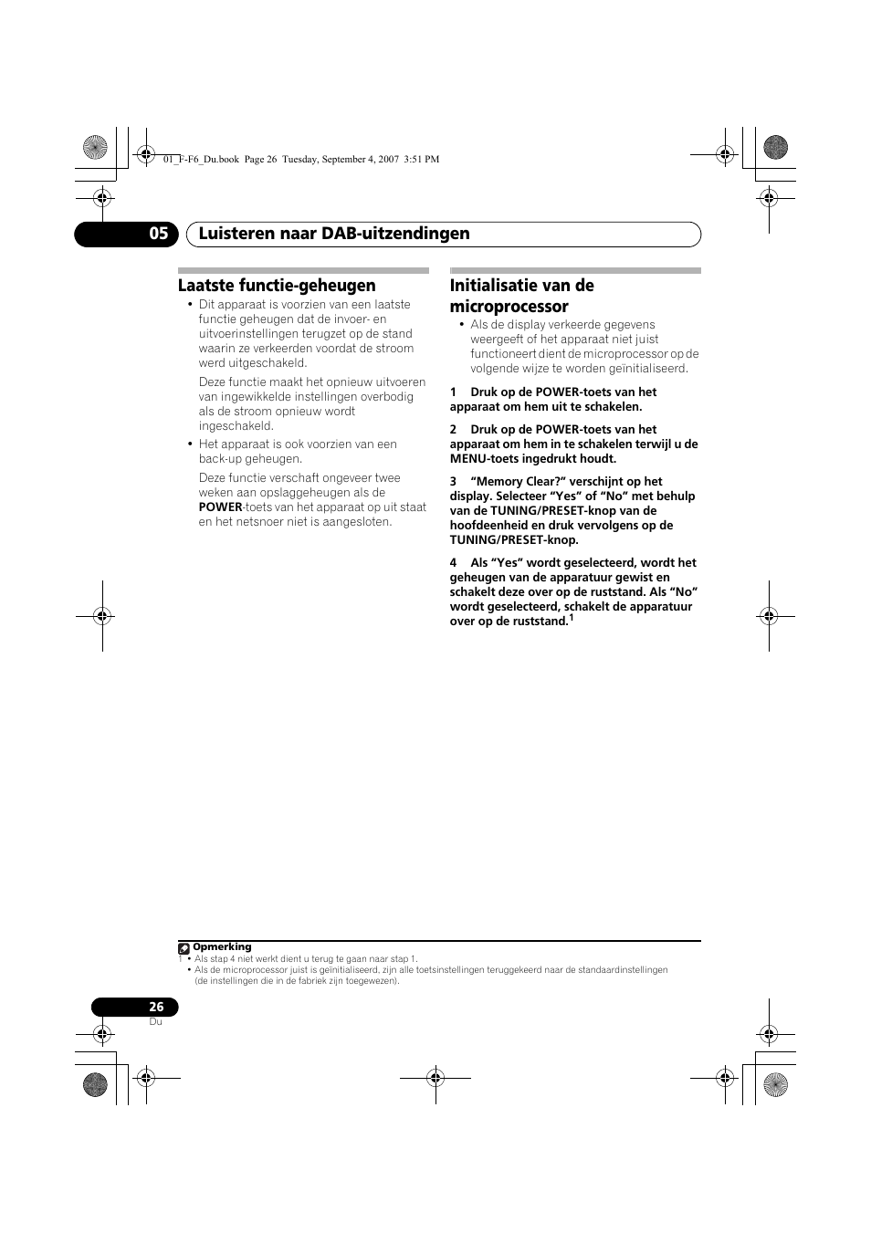 Laatste functie-geheugen, Initialisatie van de microprocessor, Luisteren naar dab-uitzendingen 05 | Pioneer F-F6-J User Manual | Page 116 / 182