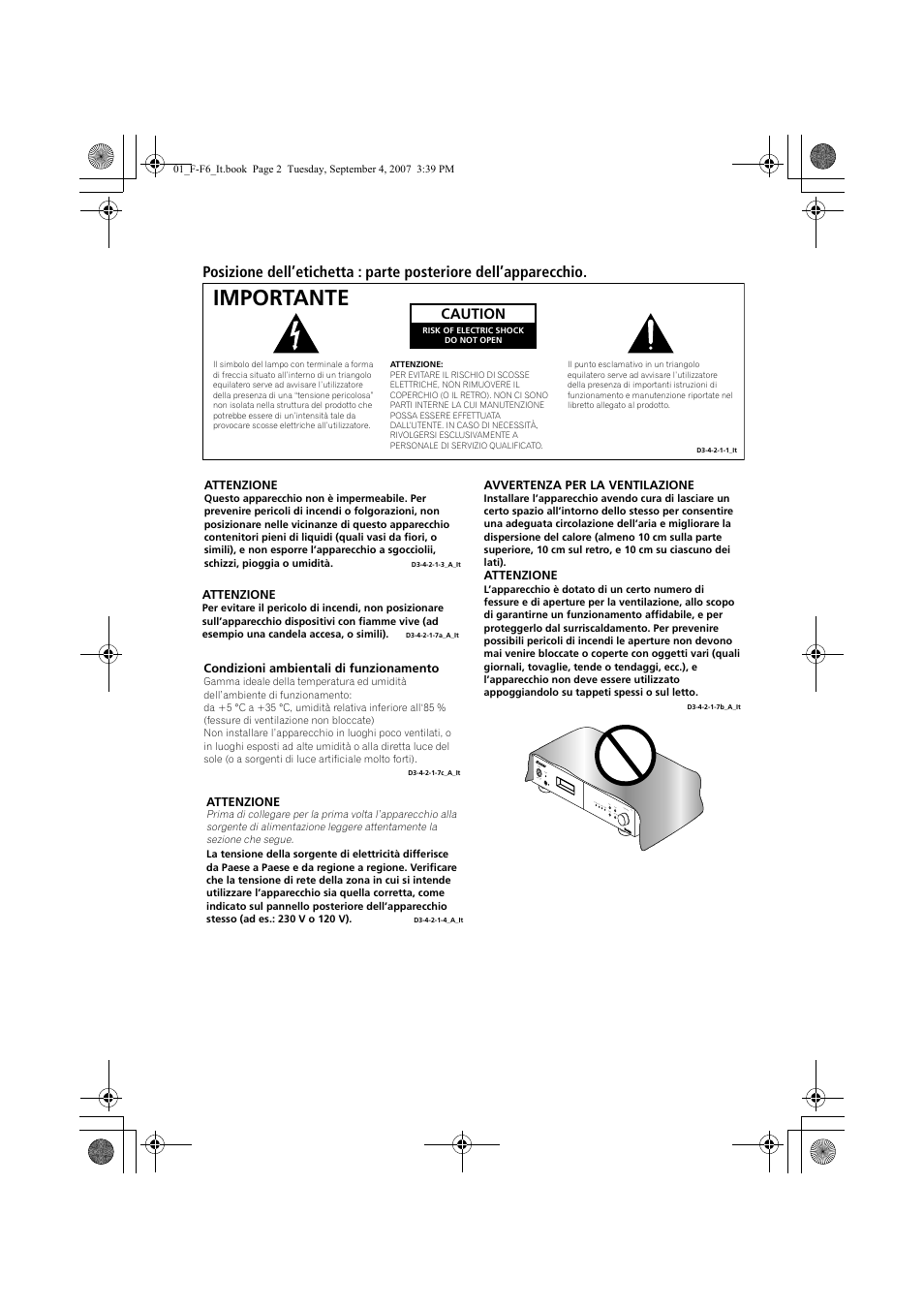 Importante | Pioneer F-F6-J User Manual | Page 122 / 182