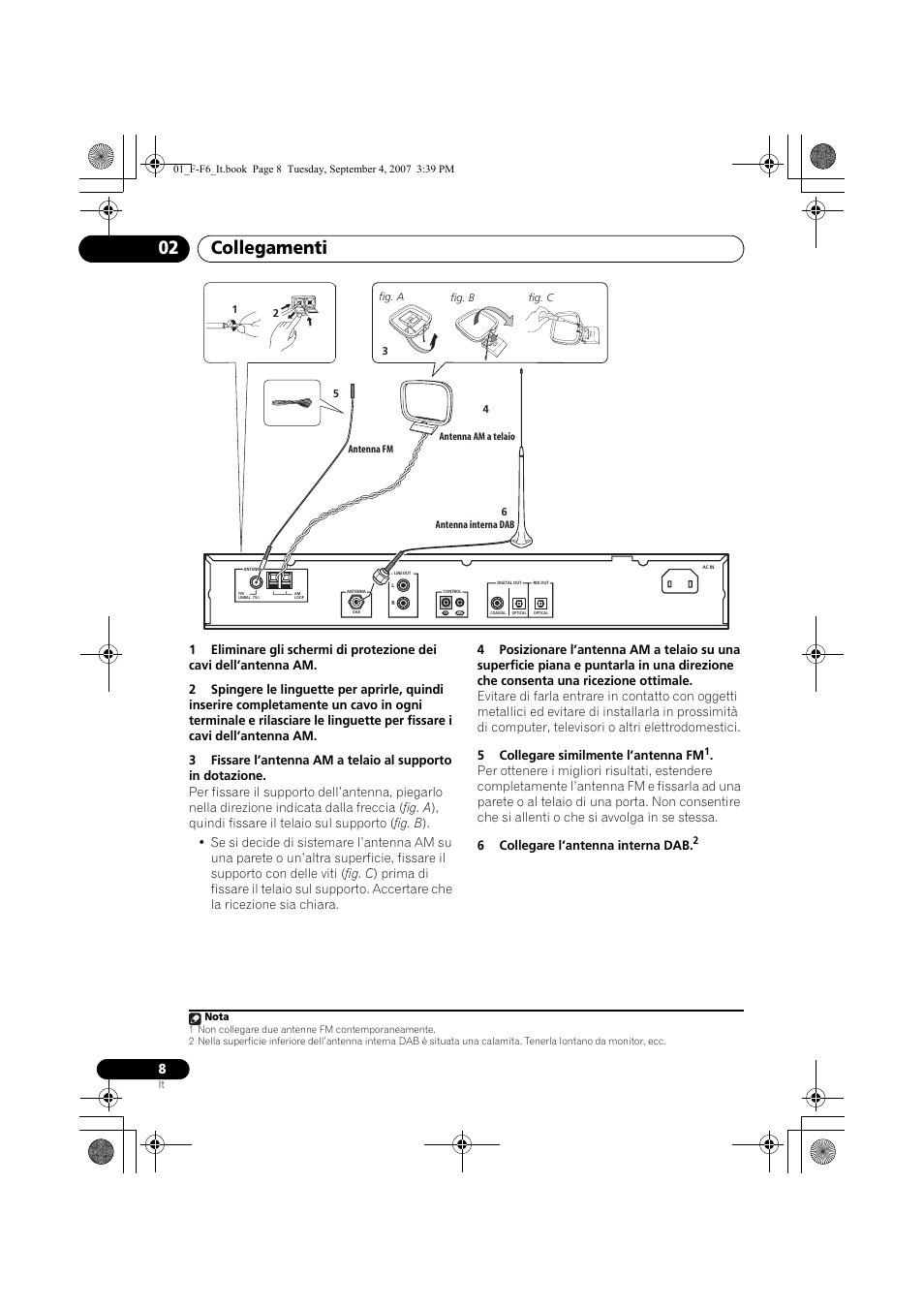 Collegamenti 02 | Pioneer F-F6-J User Manual | Page 128 / 182