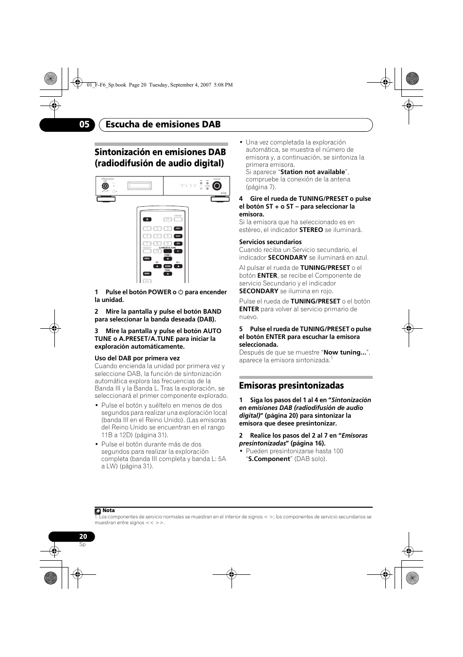 Emisoras presintonizadas, Escucha de emisiones dab 05, Standby | Pioneer F-F6-J User Manual | Page 170 / 182