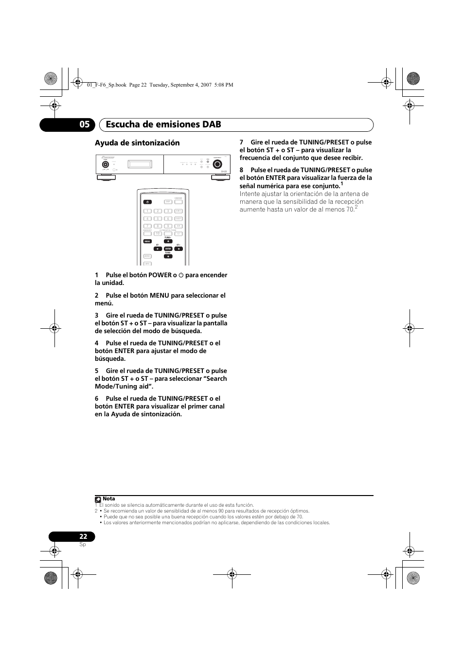 Escucha de emisiones dab 05, Ayuda de sintonización, Standby | Pioneer F-F6-J User Manual | Page 172 / 182