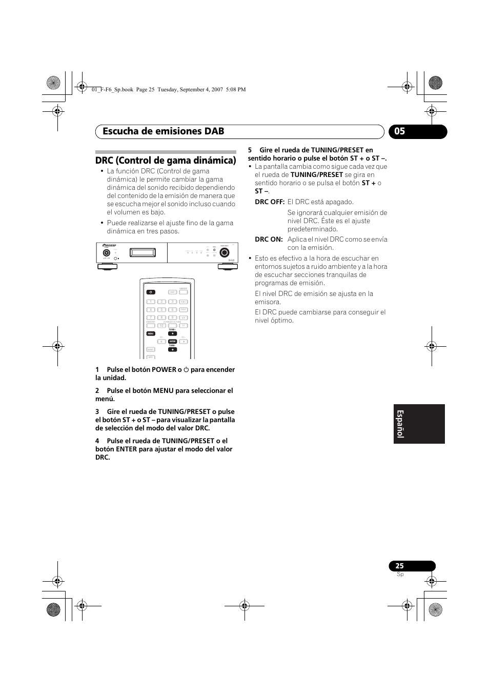 Drc (control de gama dinámica), Escucha de emisiones dab 05, Standby | Pioneer F-F6-J User Manual | Page 175 / 182