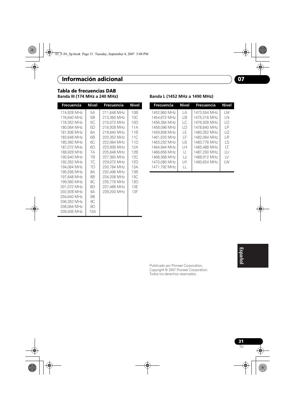 Información adicional 07 | Pioneer F-F6-J User Manual | Page 181 / 182