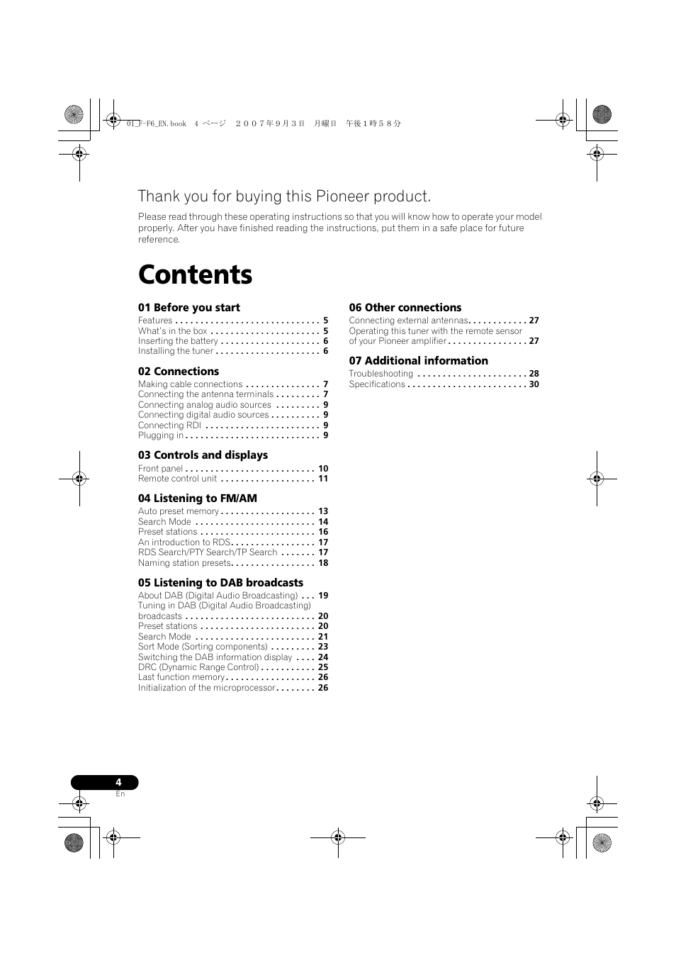 Pioneer F-F6-J User Manual | Page 4 / 182