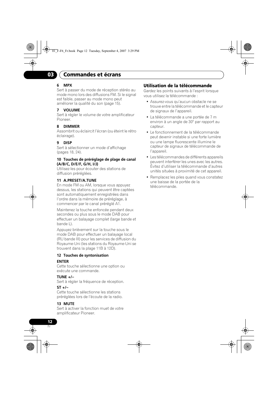 Commandes et écrans 03 | Pioneer F-F6-J User Manual | Page 42 / 182