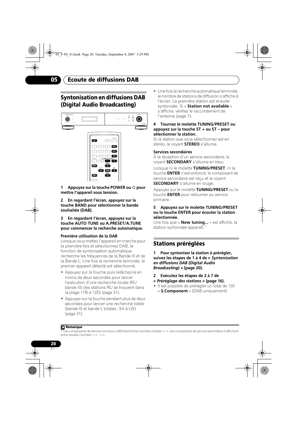 Stations préréglées, Ecoute de diffusions dab 05, Standby | Pioneer F-F6-J User Manual | Page 50 / 182