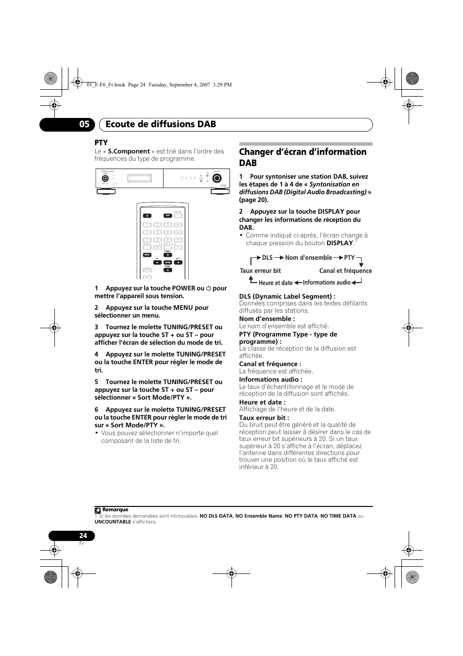 Changer d’écran d’information dab, Ecoute de diffusions dab 05, Standby | Pioneer F-F6-J User Manual | Page 54 / 182