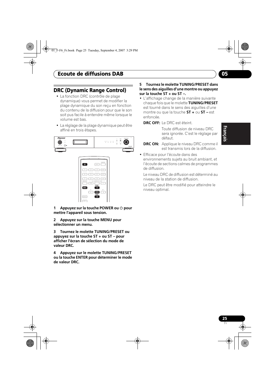 Drc (dynamic range control), Ecoute de diffusions dab 05, Standby | Pioneer F-F6-J User Manual | Page 55 / 182