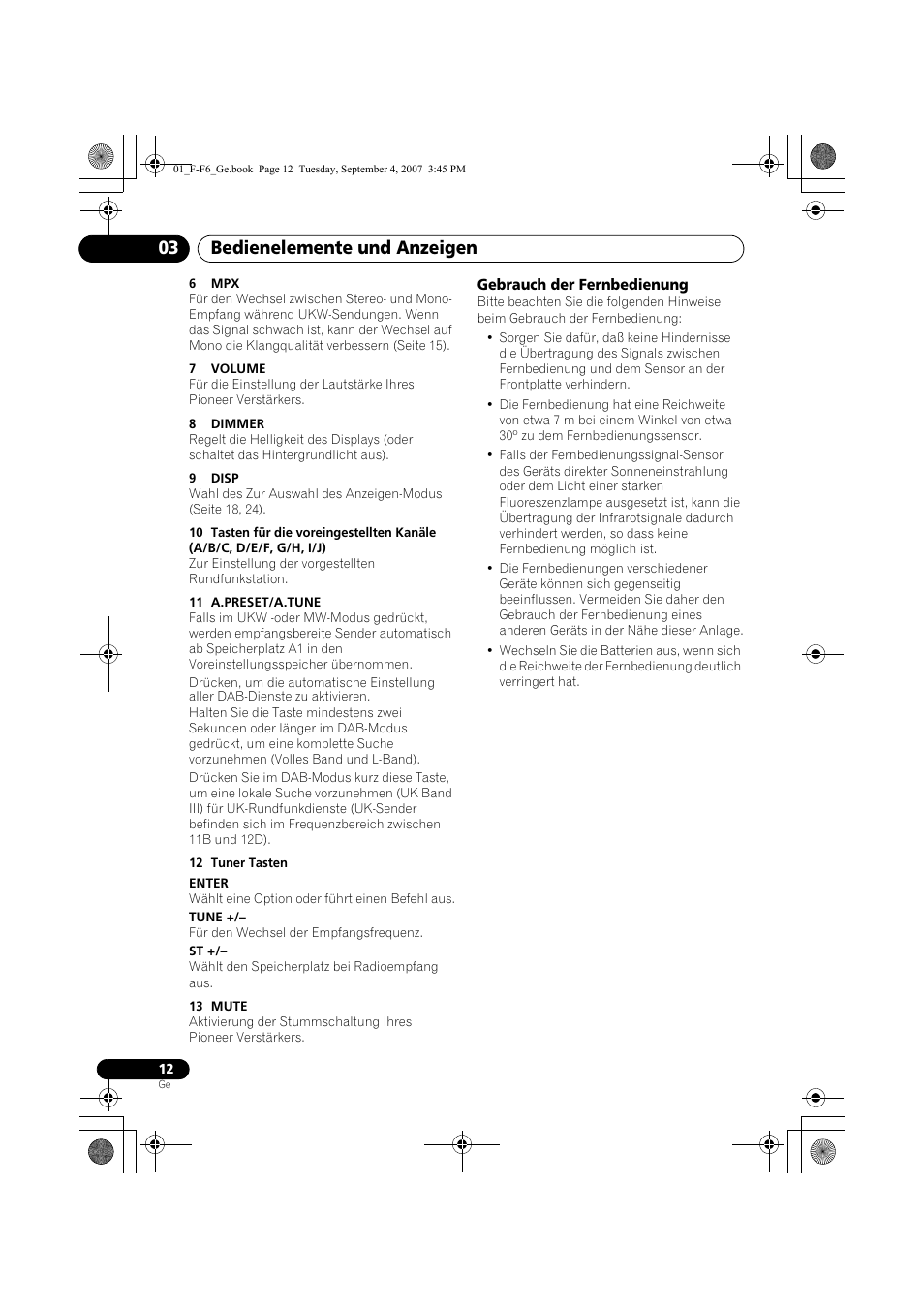 Bedienelemente und anzeigen 03 | Pioneer F-F6-J User Manual | Page 72 / 182