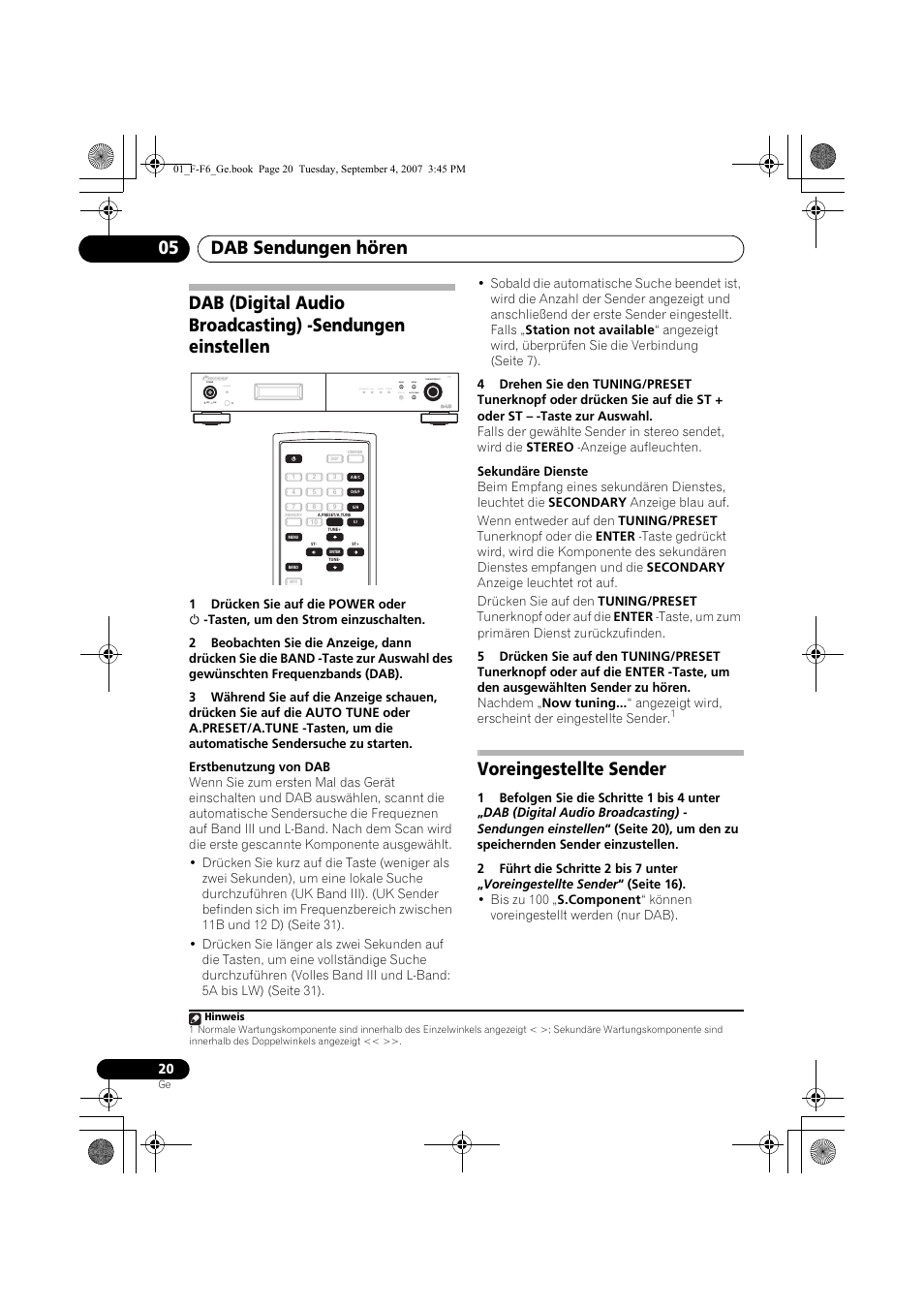 Voreingestellte sender, Dab sendungen hören 05, Standby | Pioneer F-F6-J User Manual | Page 80 / 182