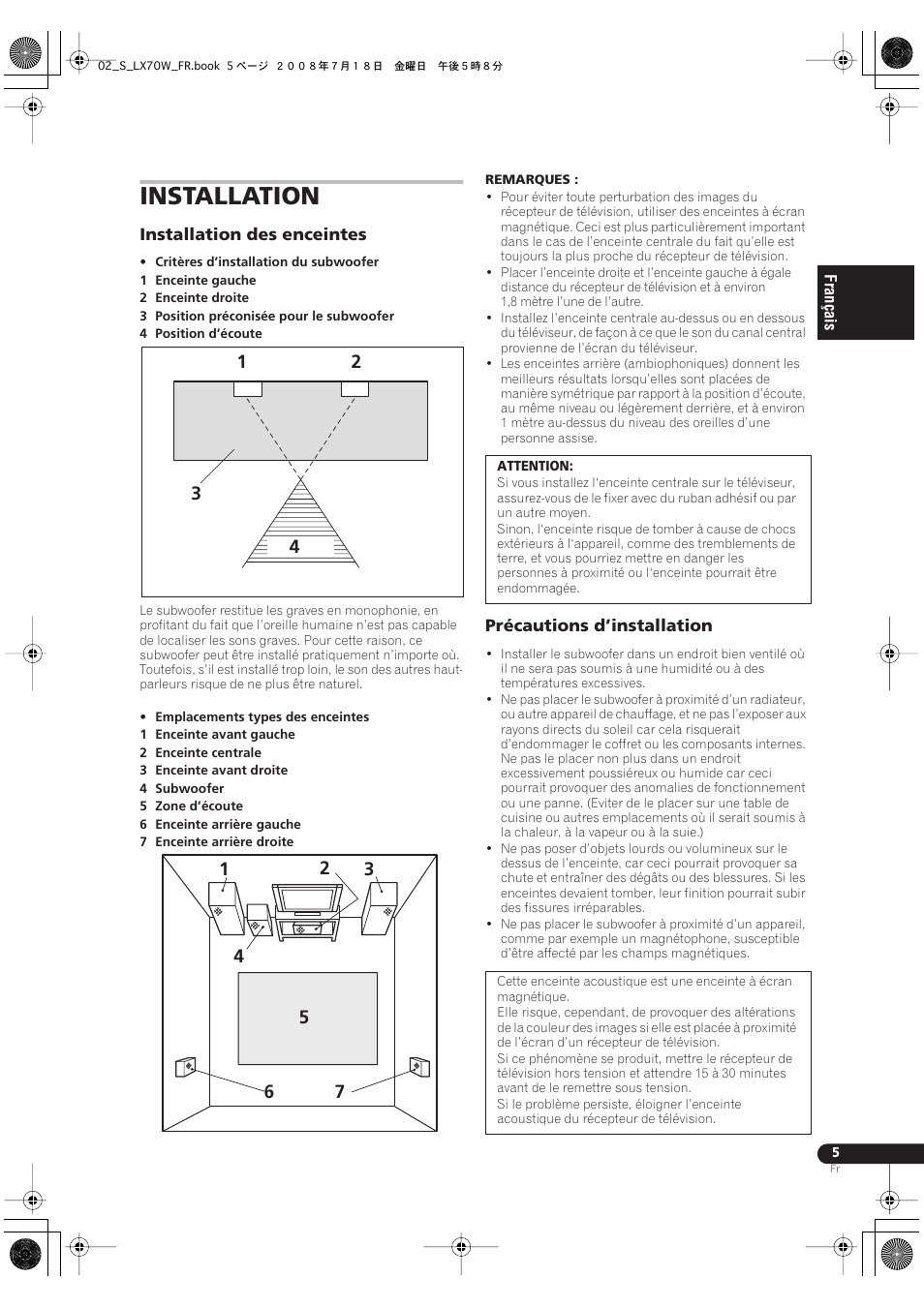 Installation | Pioneer S-LX70W User Manual | Page 13 / 99