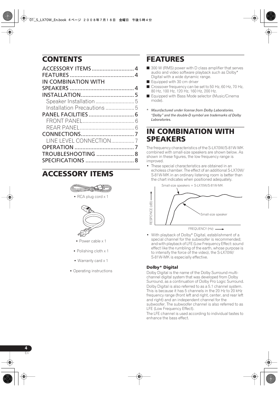 Pioneer S-LX70W User Manual | Page 4 / 99