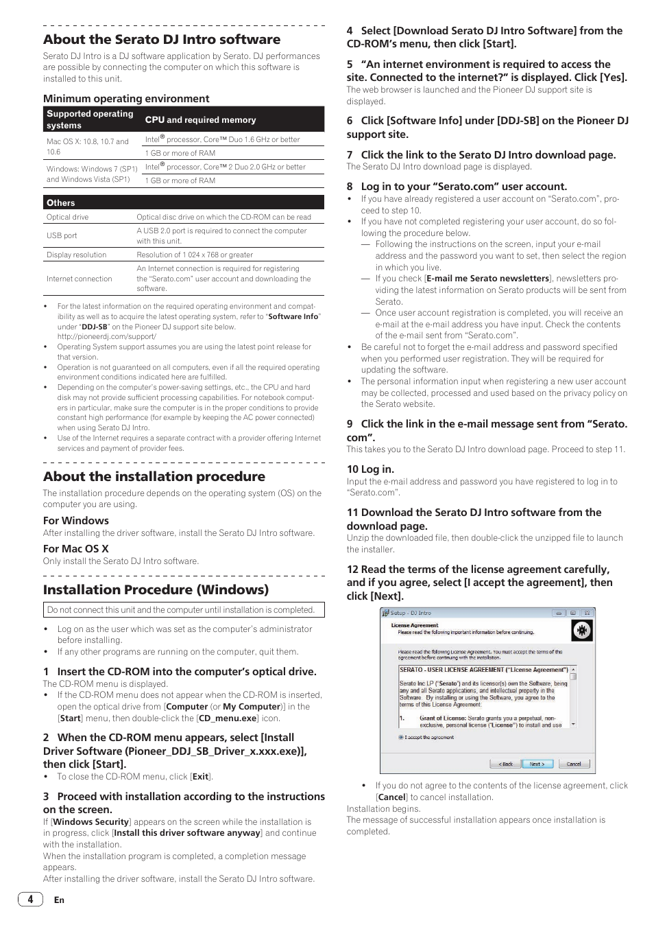 About the serato dj intro software, About the installation procedure, Installation procedure (windows) | Pioneer DDJ-SB User Manual | Page 4 / 22