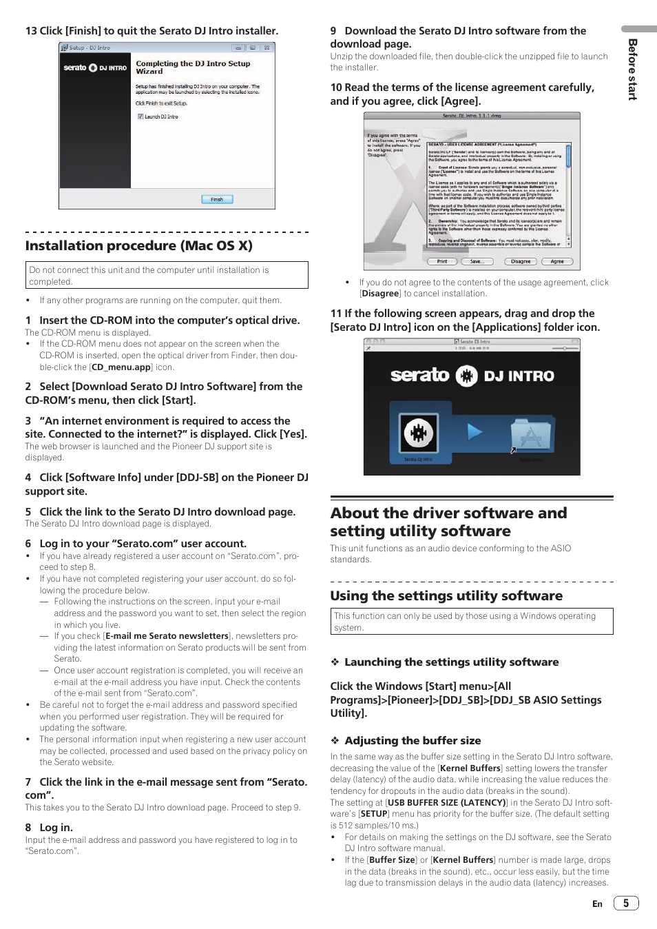 Installation procedure (mac os x), Using the settings utility software | Pioneer DDJ-SB User Manual | Page 5 / 22