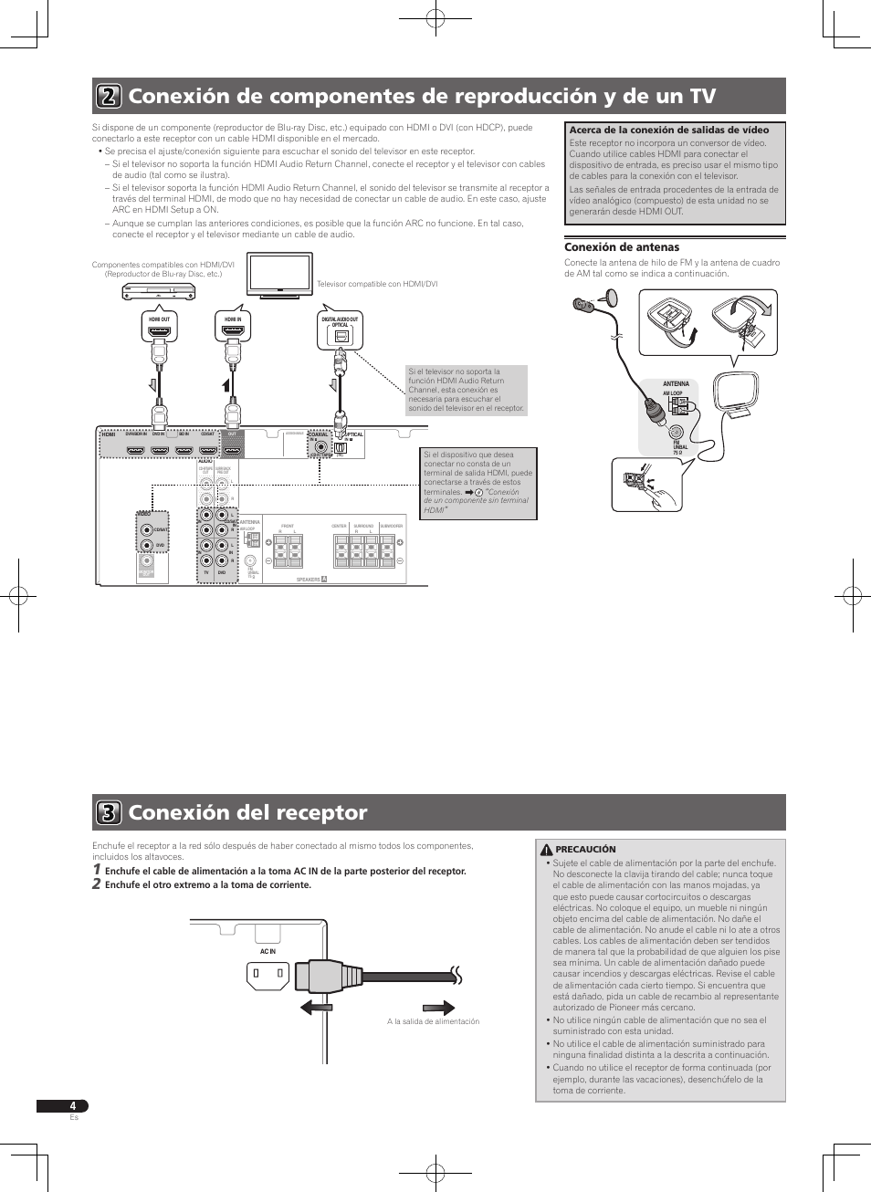 Conexión de antenas | Pioneer HTP-070 User Manual | Page 20 / 28