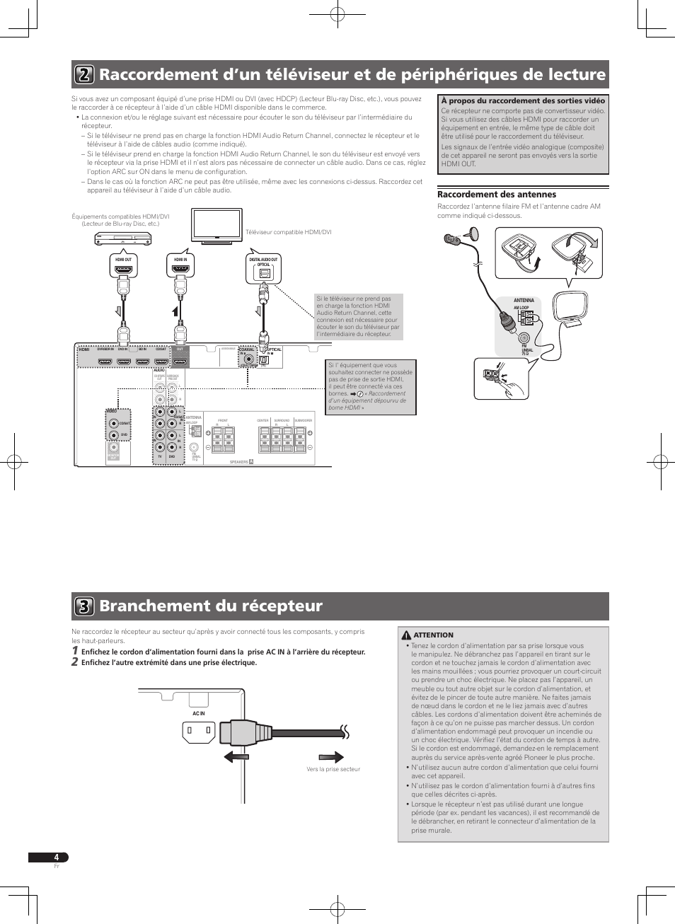 Raccordement des antennes | Pioneer HTP-070 User Manual | Page 8 / 28