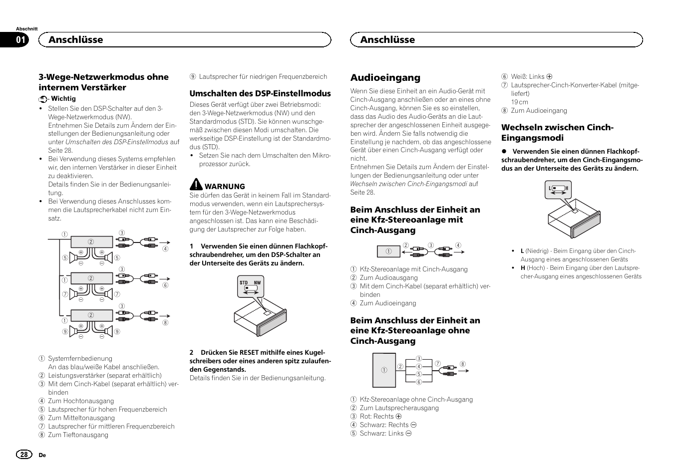 Audioeingang, Anschlüsse | Pioneer DEH-80PRS User Manual | Page 28 / 44