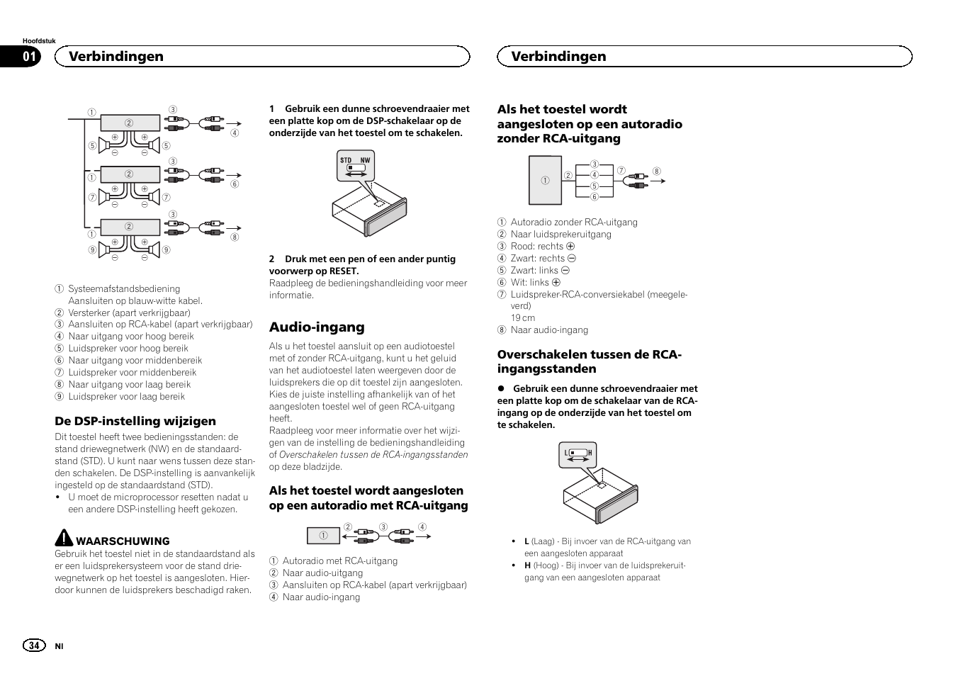 Audio-ingang, Verbindingen | Pioneer DEH-80PRS User Manual | Page 34 / 44