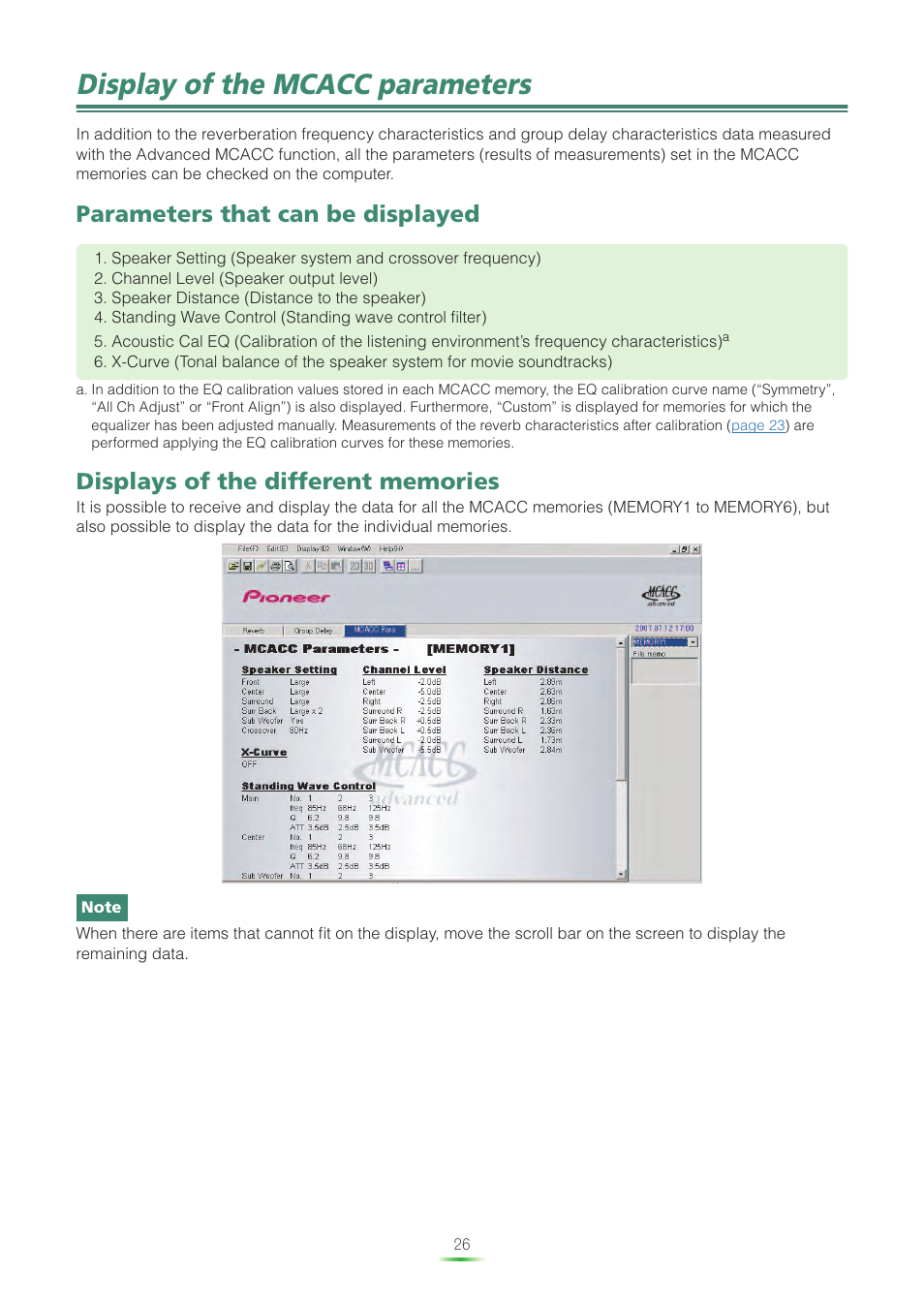 For details, see, Display of the mcacc parameters, Parameters that can be displayed | Pioneer VSX-LX60 User Manual | Page 26 / 38