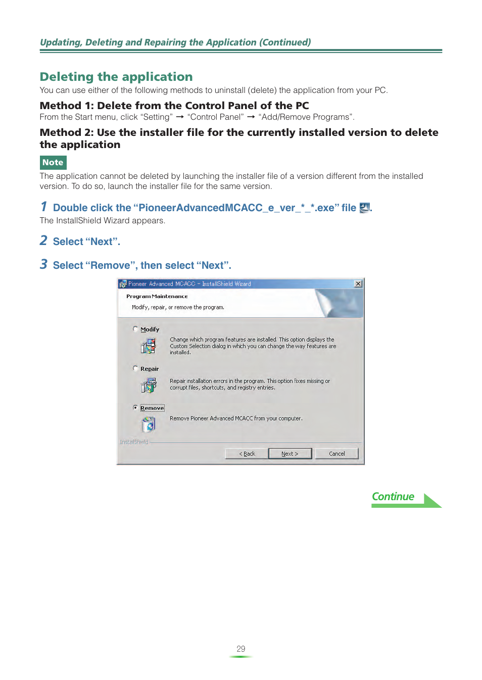 Deleting the application | Pioneer VSX-LX60 User Manual | Page 29 / 38