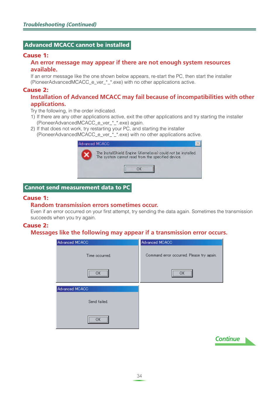 If an error occurs when you double click, Continue | Pioneer VSX-LX60 User Manual | Page 34 / 38