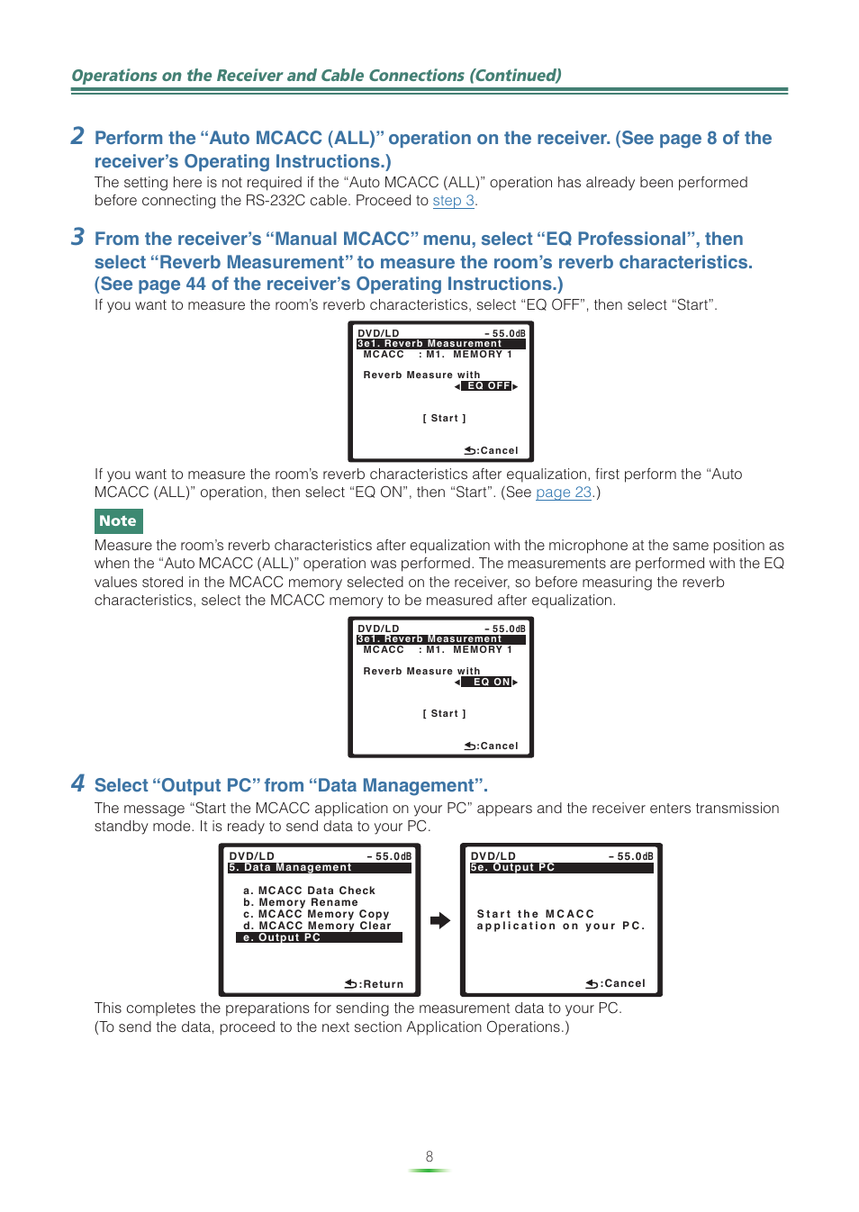 Continue, Select “output pc” from “data management | Pioneer VSX-LX60 User Manual | Page 8 / 38