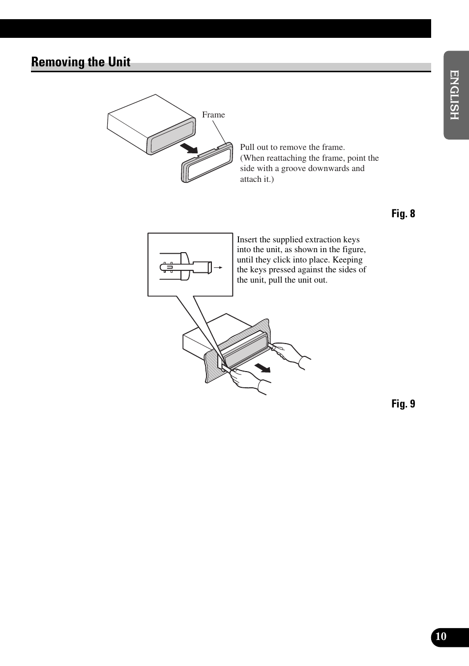 Removing the unit | Pioneer MEH-P9100R User Manual | Page 11 / 76
