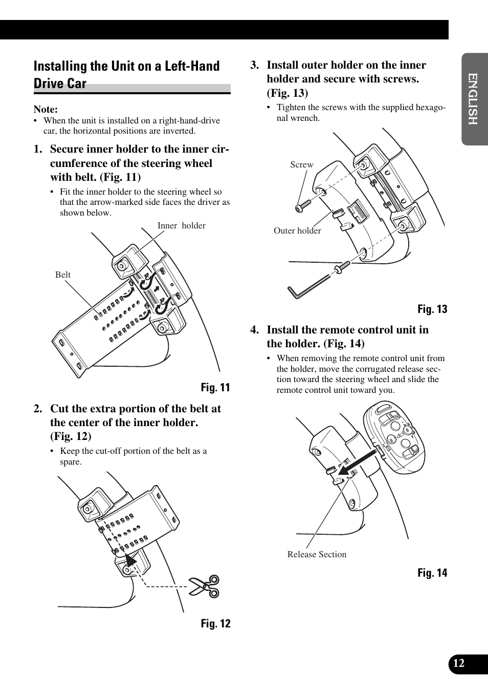 Installing the unit on a, Left-hand-drive car, Installing the unit on a left-hand drive car | Pioneer MEH-P9100R User Manual | Page 13 / 76