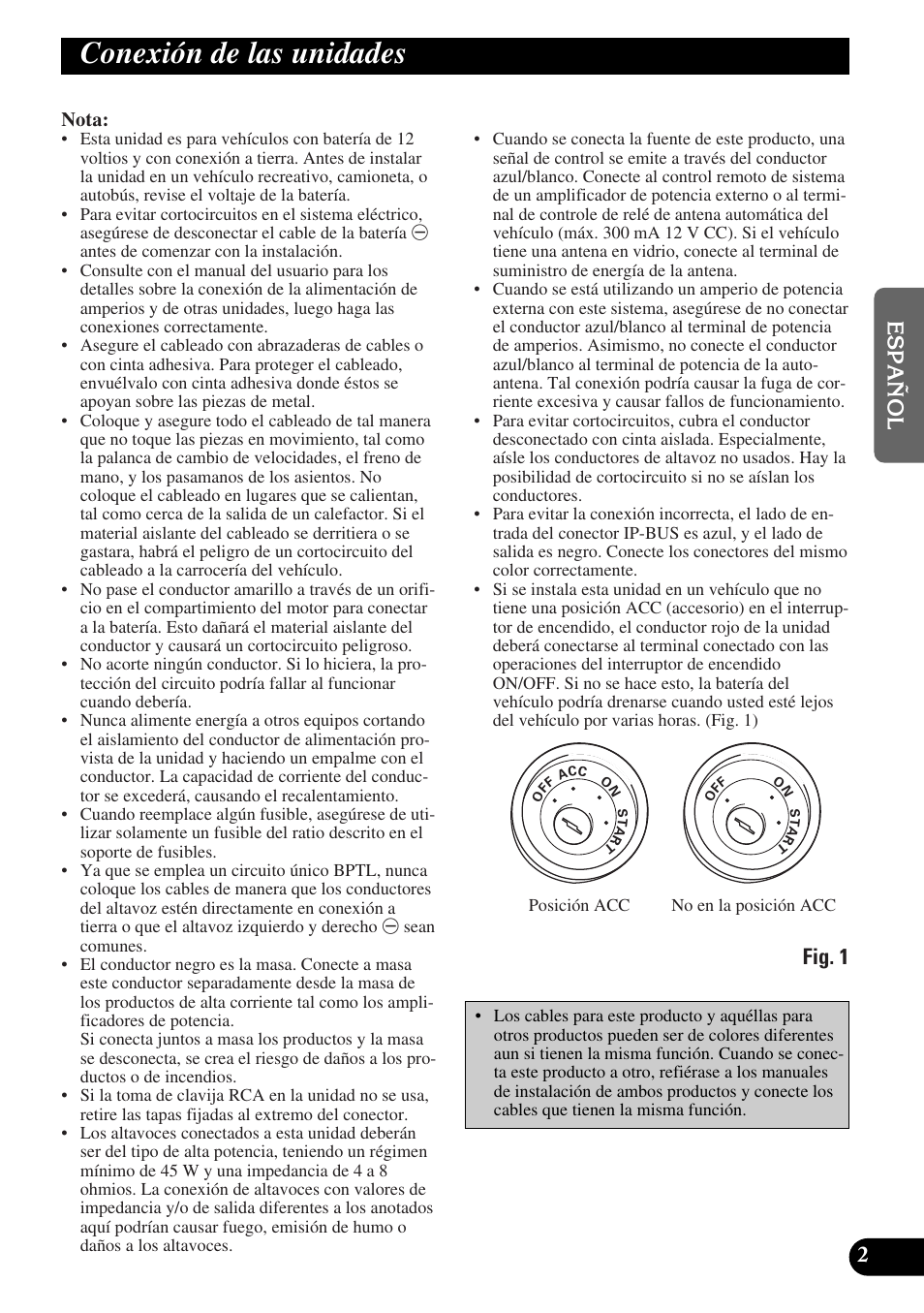 Conexión de las unidades, Fig. 1 | Pioneer MEH-P9100R User Manual | Page 15 / 76