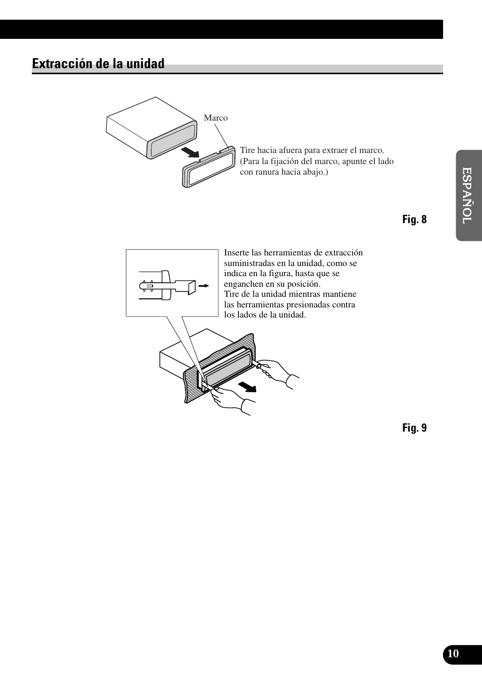 Extracción de la unidad | Pioneer MEH-P9100R User Manual | Page 23 / 76