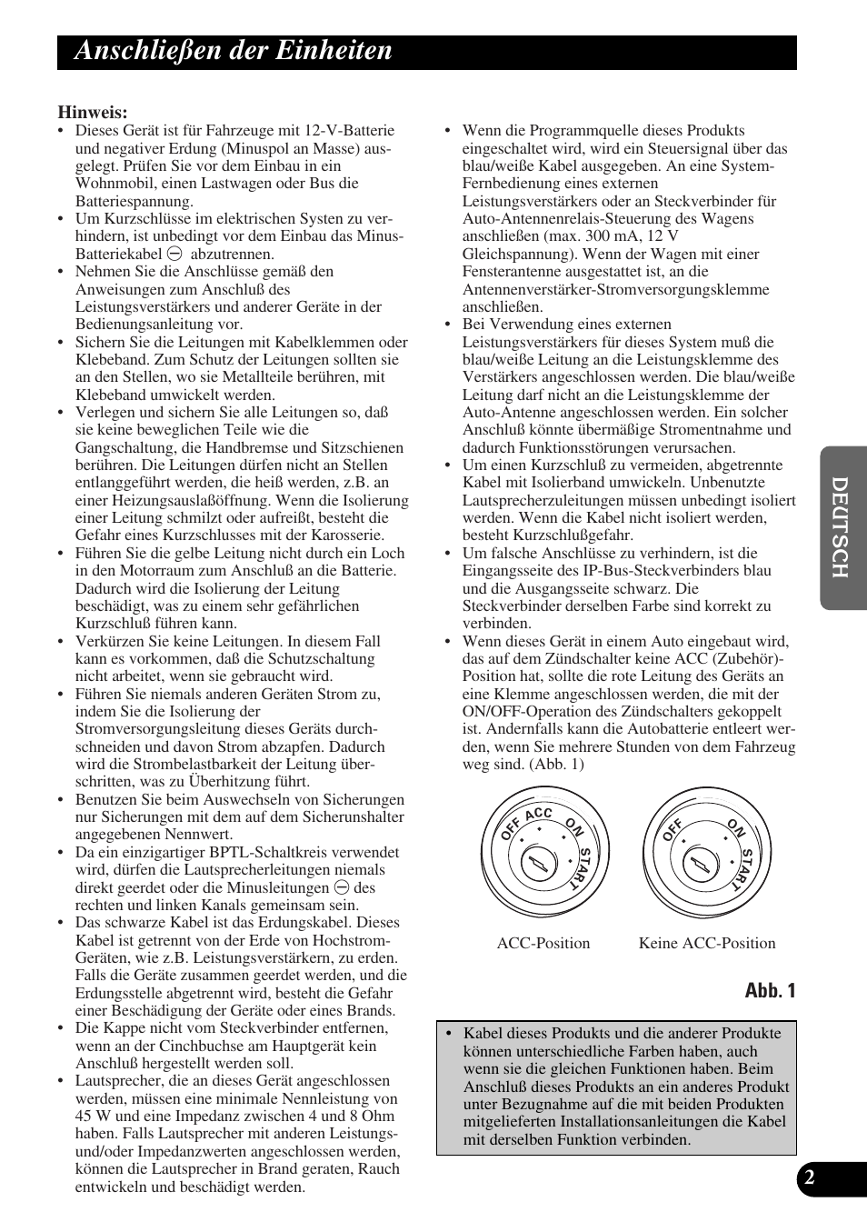 Anschließen der einheiten, Abb. 1 | Pioneer MEH-P9100R User Manual | Page 27 / 76