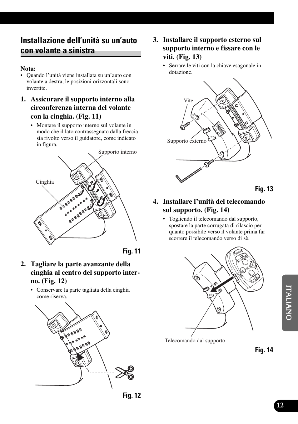 Installazione dell’unità su, Un’auto con volante a sinistra | Pioneer MEH-P9100R User Manual | Page 61 / 76