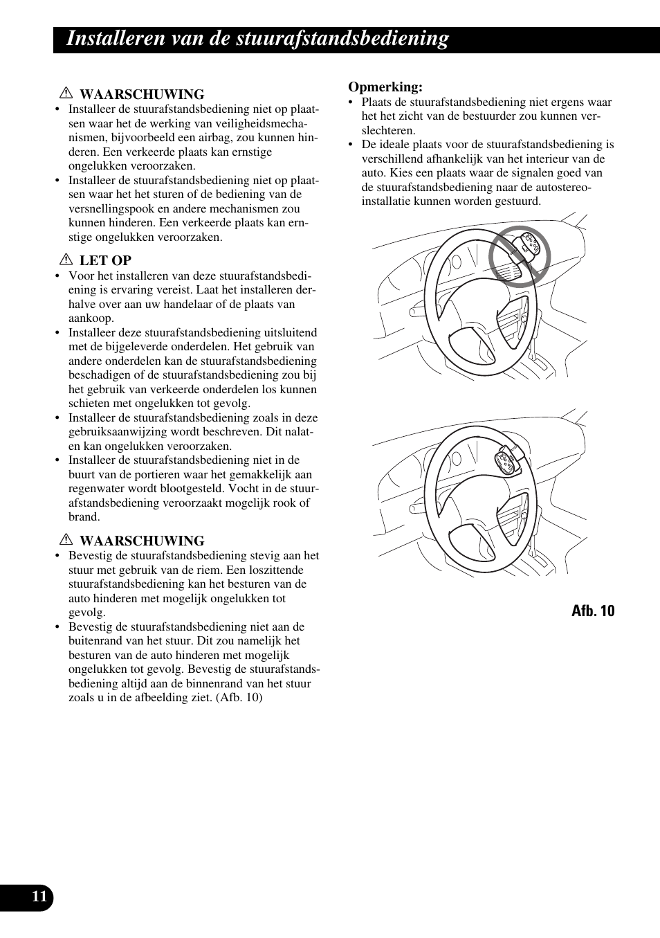 Installeren van de, Stuurafstandsbediening, Installeren van de stuurafstandsbediening | Pioneer MEH-P9100R User Manual | Page 72 / 76