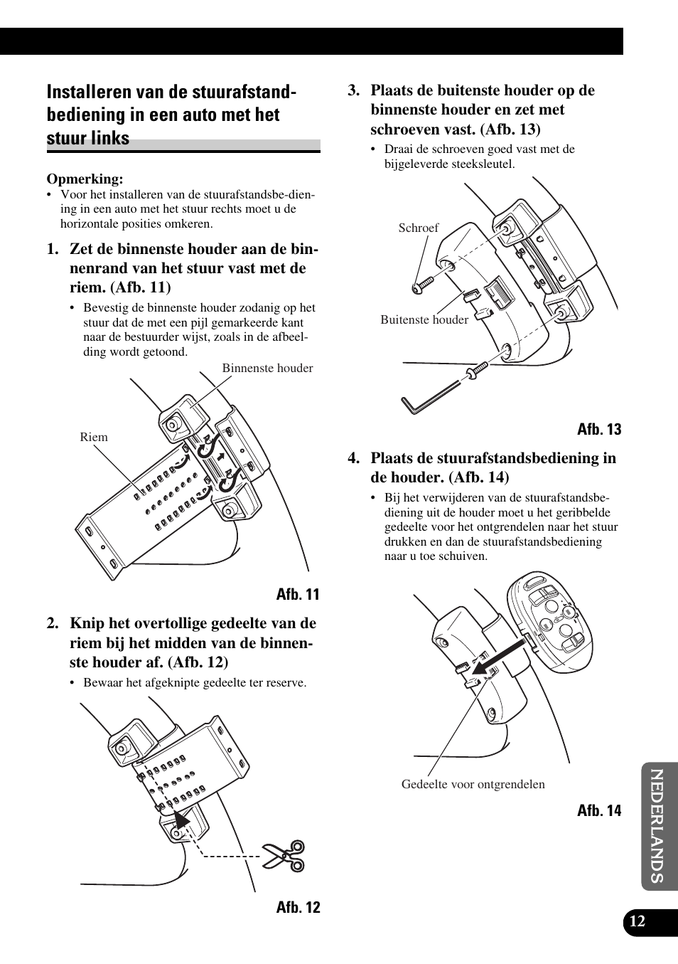 Installeren van de stuurafstandbediening, In een auto met het stuur links | Pioneer MEH-P9100R User Manual | Page 73 / 76