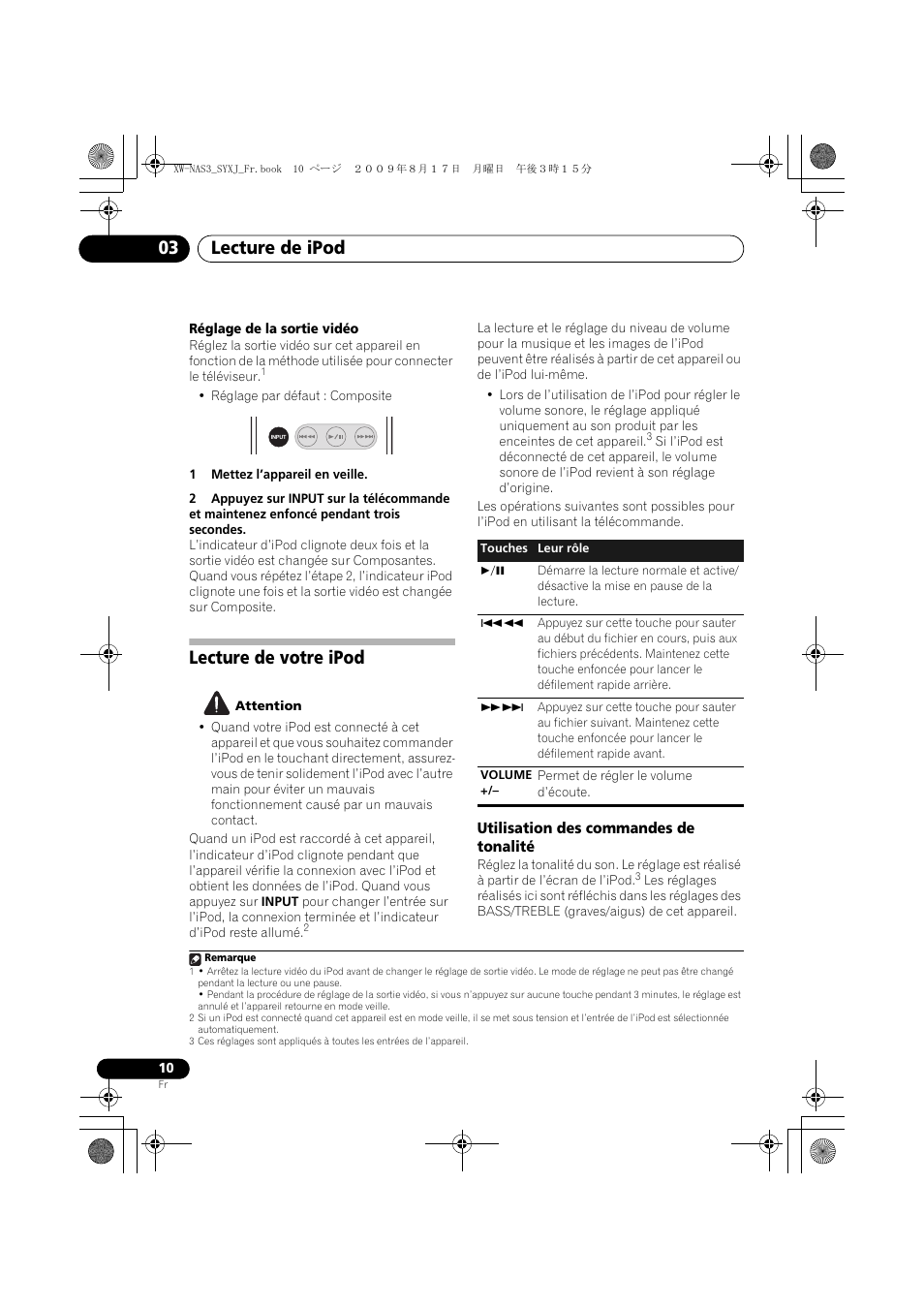 Lecture de votre ipod, Utilisation des commandes de tonalité, Lecture de ipod 03 | Pioneer XW-NAS3 User Manual | Page 28 / 56